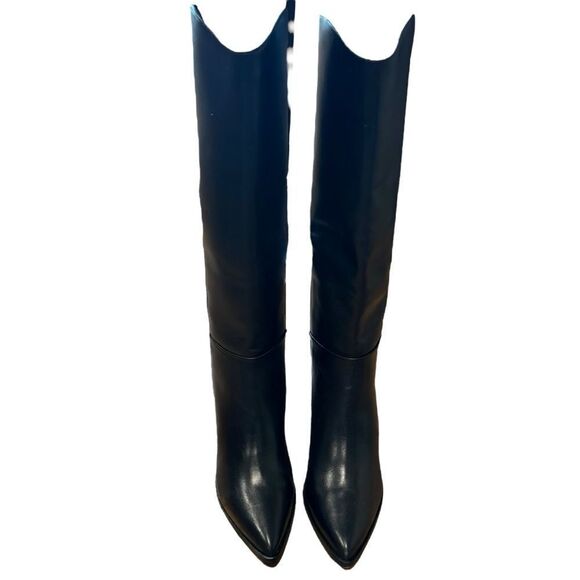 Revolve Franco Sarto Ticada Western Black Leather Knee-High Boots Size 11 - Picture 7 of 15
